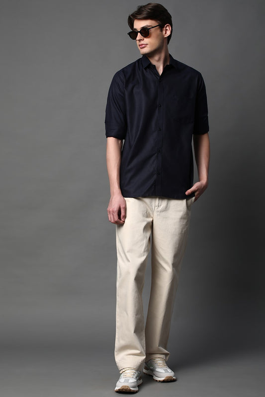 Black Full Sleeve Cotton Blend Shirt – Bold, Smart & Timeless