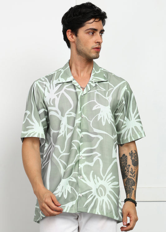 Dark Green Cuban Collar Shirt – Effortless Cool & Comfort