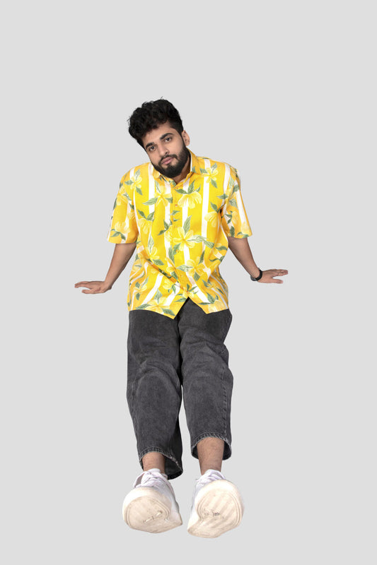 Half Sleeve Yellow Printed Shirt – Fresh Casual Vibes