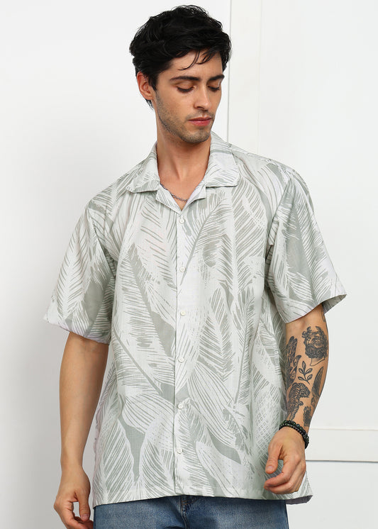 Stylish Green Cuban Collar Shirt – Effortless Casual Look