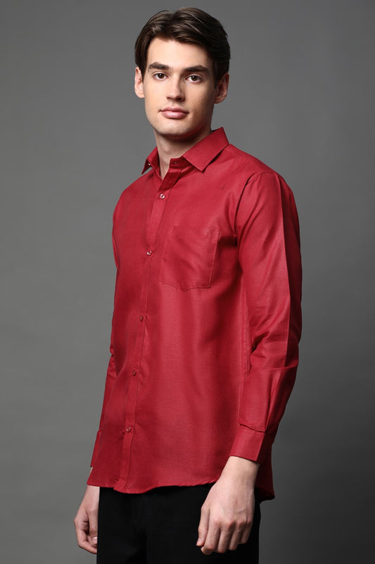 Maroon Full Sleeve Cotton Blend Shirt – Bold, Classy & Comfy