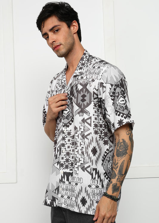 Mixed Printed Cuban Collar Shirt – Trendy, Cool & Comfortable