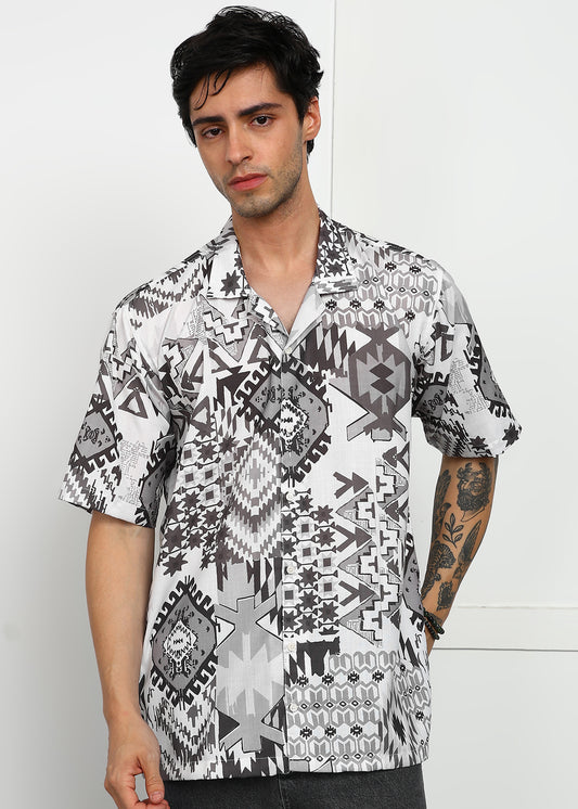 Mixed Printed Cuban Collar Shirt – Trendy, Cool & Comfortable