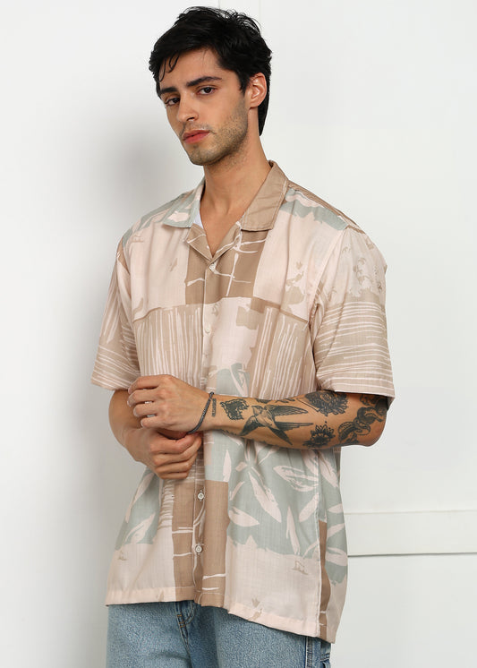 Trendy Printed Cuban Collar Shirt – Cool, Comfy & Casual Style