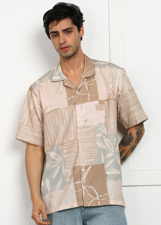 Trendy Printed Cuban Collar Shirt – Cool, Comfy & Casual Style