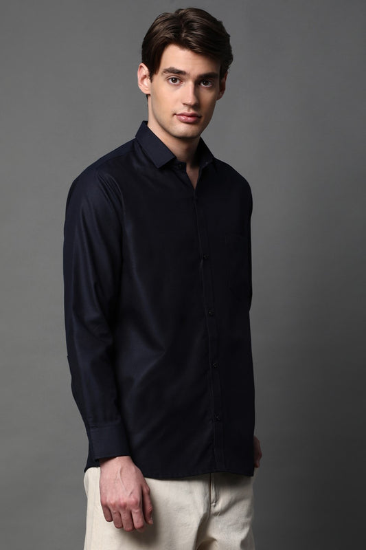 Black Full Sleeve Cotton Blend Shirt – Bold, Smart & Timeless