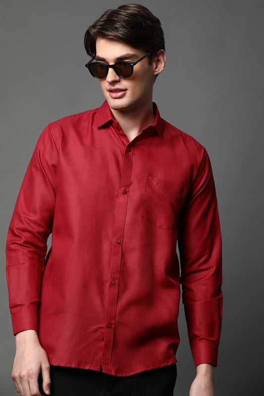 Maroon Full Sleeve Cotton Blend Shirt – Bold, Classy & Comfy