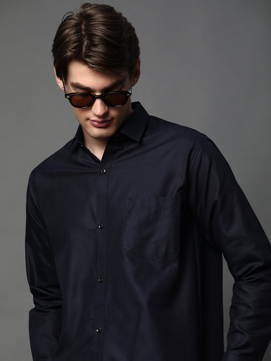 Black Full Sleeve Cotton Blend Shirt – Bold, Smart & Timeless