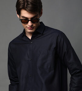 Black Full Sleeve Cotton Blend Shirt – Bold, Smart & Timeless