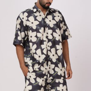 Black Flower Printed Cotton Co-ord Set – Chic, Fun & Trendy