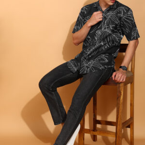 Black Printed Cotton Half Sleeve Shirt – Cool & Effortless Style